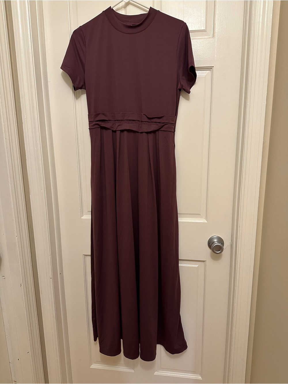 HALARA Short-Sleeve Maxi Dress in Plum